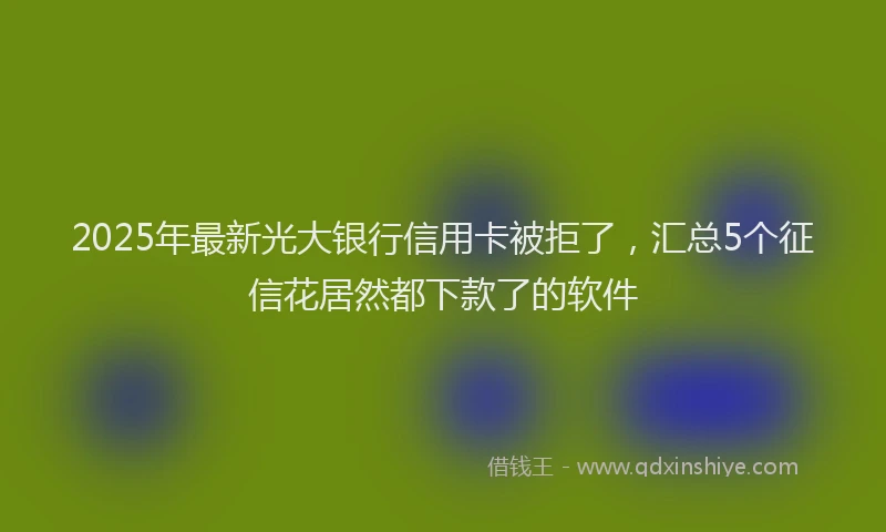 2025年最新光大银行信用卡被拒了，汇总5个征信花居然都下款了的软件