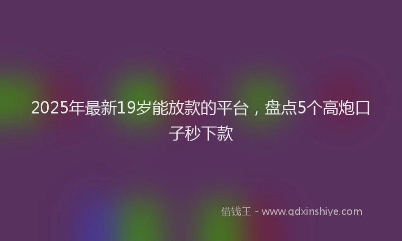 2025年最新19岁能放款的平台，盘点5个高炮口子秒下款