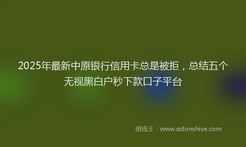 2025年最新中原银行信用卡总是被拒，总结五个无视黑白户秒下款口子平台
