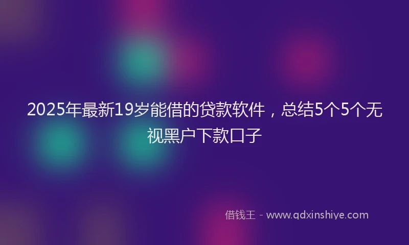 2025年最新19岁能借的贷款软件，总结5个5个无视黑户下款口子