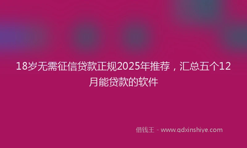 18岁无需征信贷款正规2025年推荐，汇总五个12月能贷款的软件