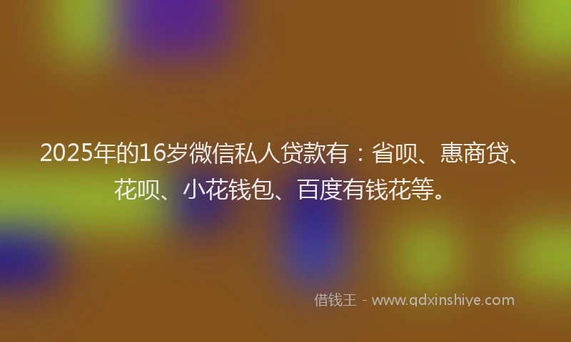 2025年的16岁微信私人贷款有：省呗、惠商贷、花呗、小花钱包、百度有钱花等。