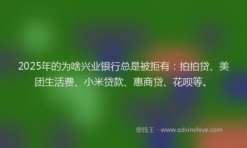 2025年的为啥兴业银行总是被拒有：拍拍贷、美团生活费、小米贷款、惠商贷、花呗等。