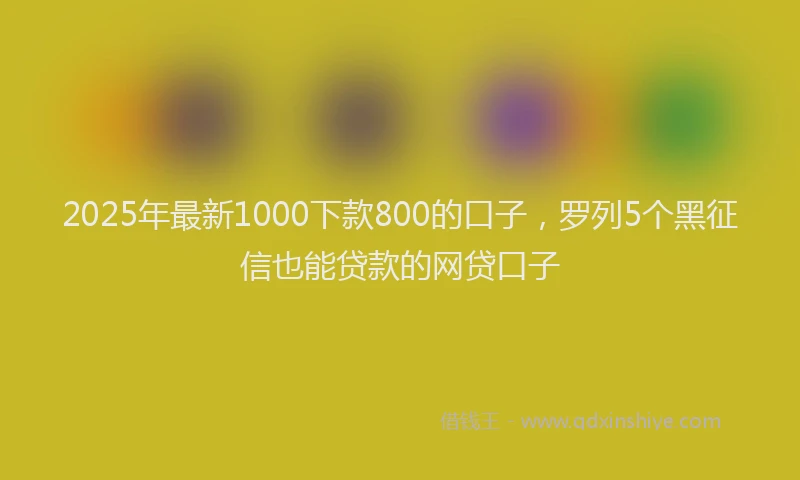 2025年最新1000下款800的口子，罗列5个黑征信也能贷款的网贷口子