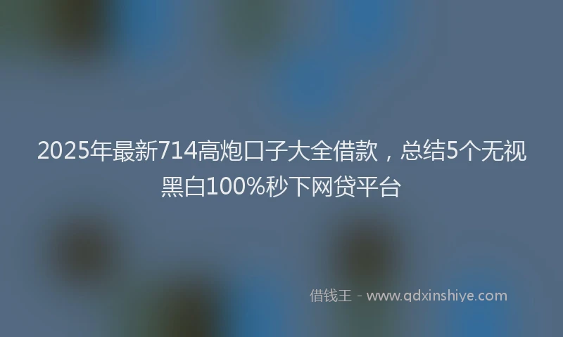 2025年最新714高炮口子大全借款，总结5个无视黑白100%秒下网贷平台
