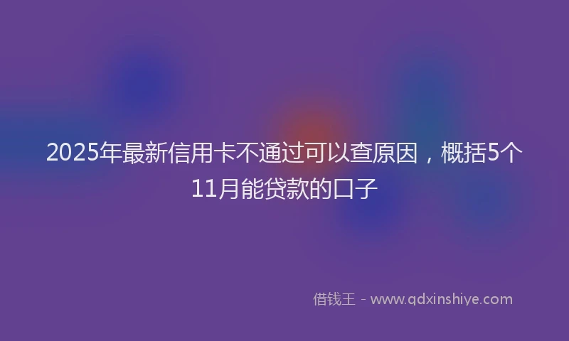 2025年最新信用卡不通过可以查原因，概括5个11月能贷款的口子