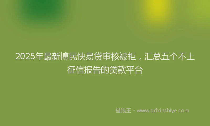 2025年最新博民快易贷审核被拒，汇总五个不上征信报告的贷款平台