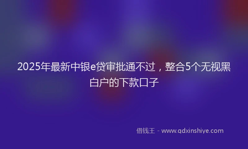 2025年最新中银e贷审批通不过，整合5个无视黑白户的下款口子