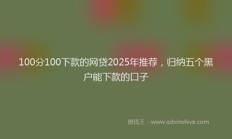 100分100下款的网贷2025年推荐，归纳五个黑户能下款的口子
