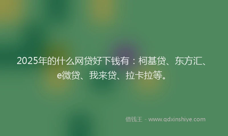 2025年的什么网贷好下钱有：柯基贷、东方汇、e微贷、我来贷、拉卡拉等。