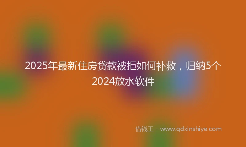 2025年最新住房贷款被拒如何补救，归纳5个2024放水软件