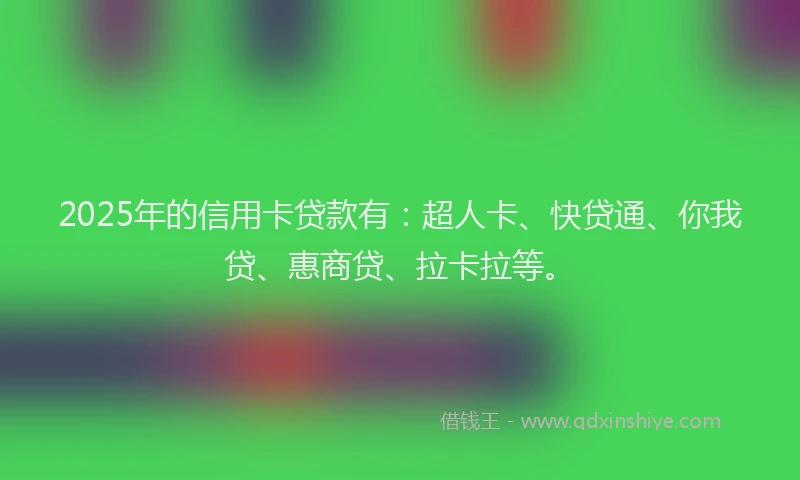 2025年的信用卡贷款有：超人卡、快贷通、你我贷、惠商贷、拉卡拉等。