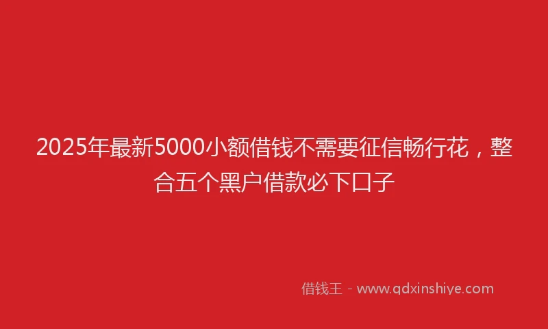 2025年最新5000小额借钱不需要征信畅行花，整合五个黑户借款必下口子