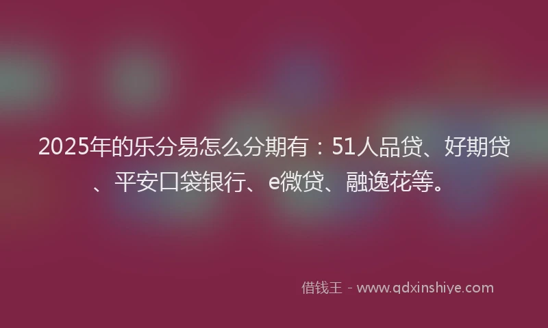 2025年的乐分易怎么分期有：51人品贷、好期贷、平安口袋银行、e微贷、融逸花等。