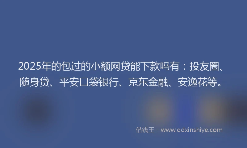 2025年的包过的小额网贷能下款吗有：投友圈、随身贷、平安口袋银行、京东金融、安逸花等。