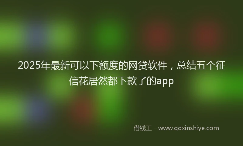 2025年最新可以下额度的网贷软件，总结五个征信花居然都下款了的app