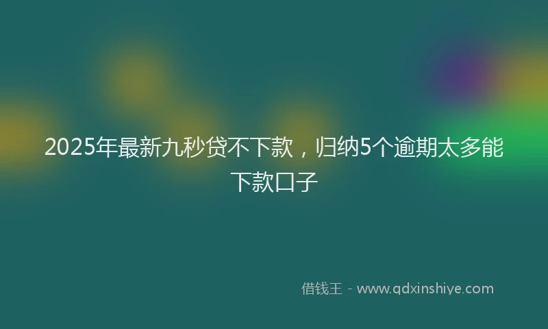 2025年最新九秒贷不下款，归纳5个逾期太多能下款口子