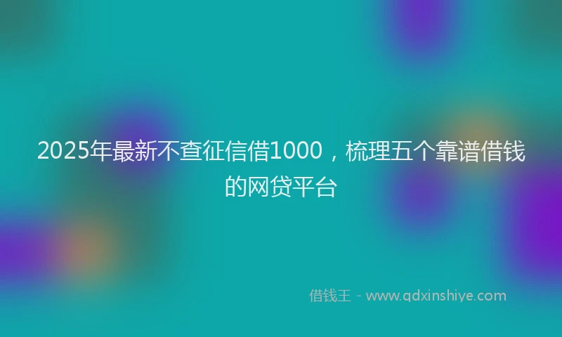 2025年最新不查征信借1000，梳理五个靠谱借钱的网贷平台
