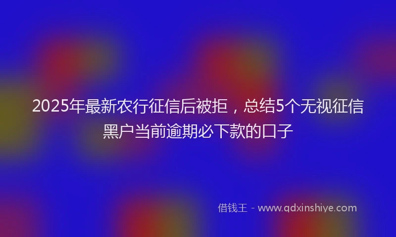 2025年最新农行征信后被拒，总结5个无视征信黑户当前逾期必下款的口子