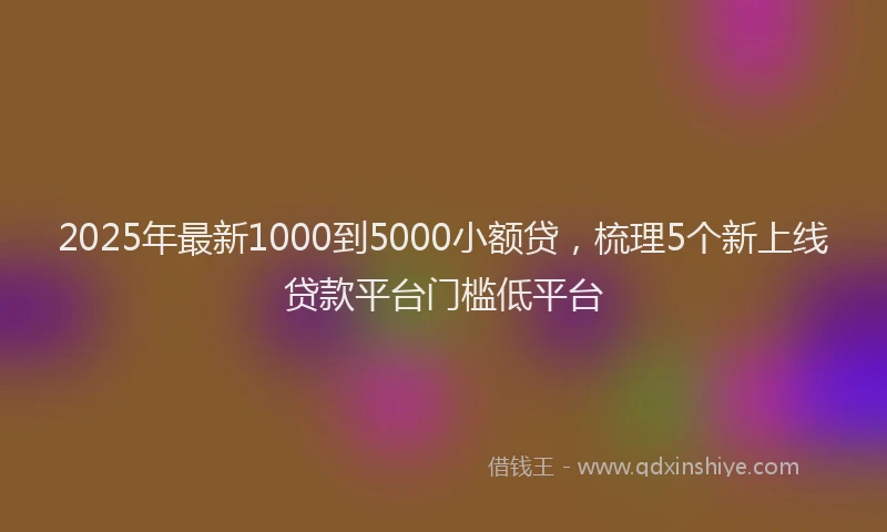 2025年最新1000到5000小额贷，梳理5个新上线贷款平台门槛低平台