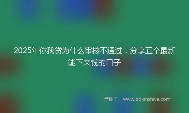 2025年你我贷为什么审核不通过，分享五个最新能下来钱的口子