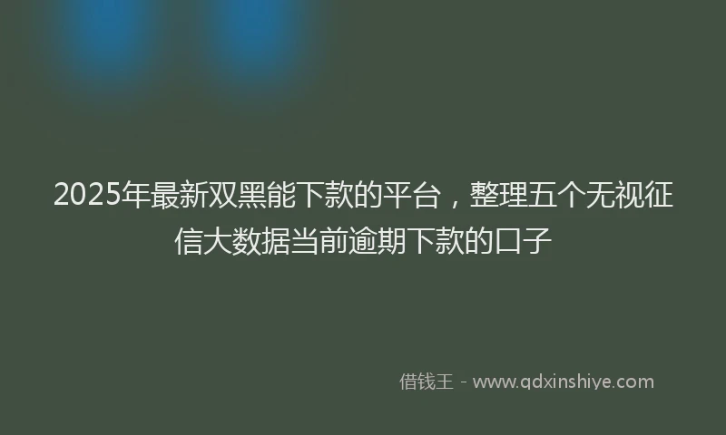 2025年最新双黑能下款的平台，整理五个无视征信大数据当前逾期下款的口子