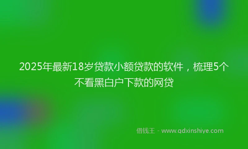 2025年最新18岁贷款小额贷款的软件，梳理5个不看黑白户下款的网贷