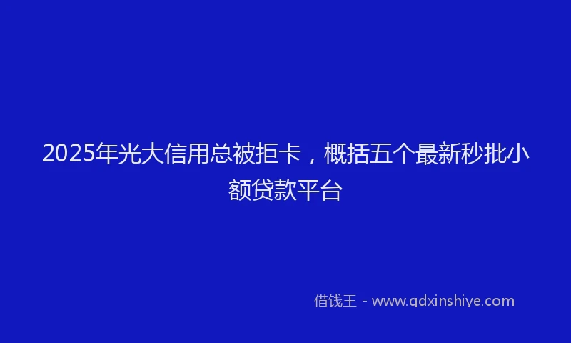 2025年光大信用总被拒卡，概括五个最新秒批小额贷款平台