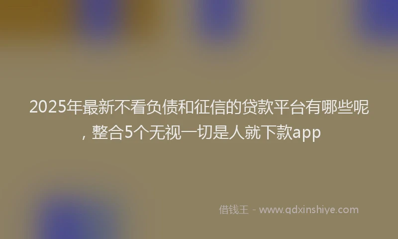 2025年最新不看负债和征信的贷款平台有哪些呢，整合5个无视一切是人就下款app