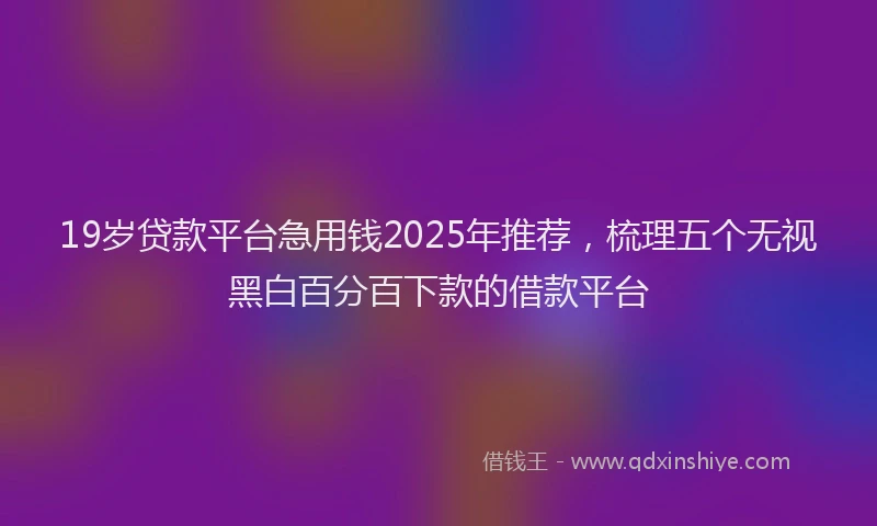 19岁贷款平台急用钱2025年推荐，梳理五个无视黑白百分百下款的借款平台