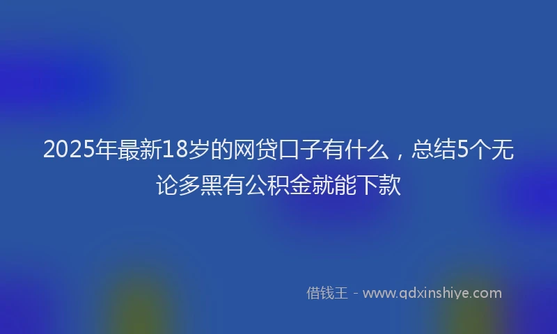 2025年最新18岁的网贷口子有什么，总结5个无论多黑有公积金就能下款