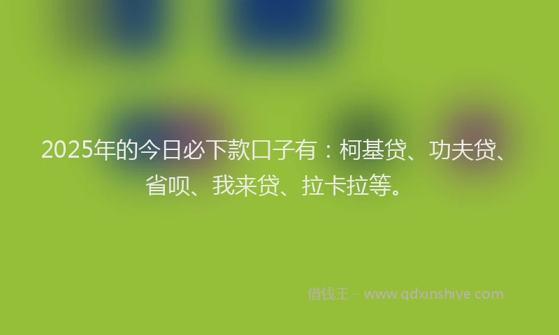 2025年的今日必下款口子有：柯基贷、功夫贷、省呗、我来贷、拉卡拉等。