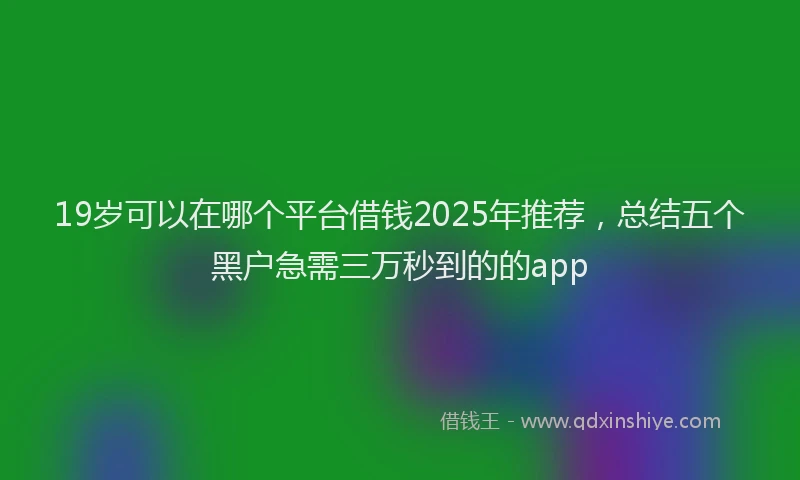 19岁可以在哪个平台借钱2025年推荐，总结五个黑户急需三万秒到的的app