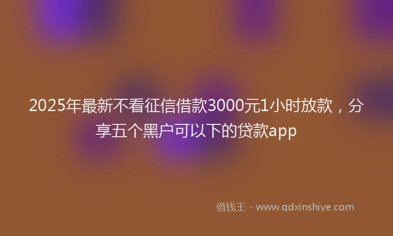 2025年最新不看征信借款3000元1小时放款，分享五个黑户可以下的贷款app