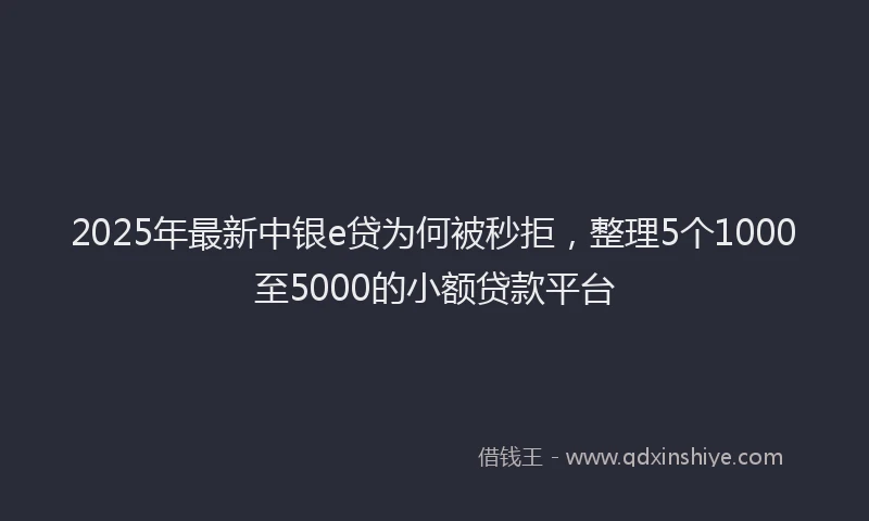 2025年最新中银e贷为何被秒拒，整理5个1000至5000的小额贷款平台