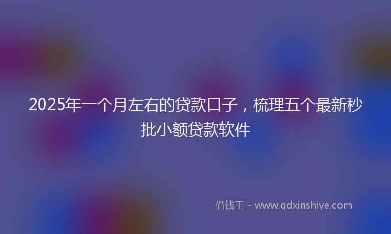 2025年一个月左右的贷款口子，梳理五个最新秒批小额贷款软件