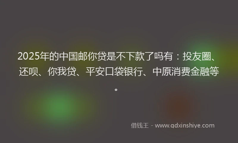 2025年的中国邮你贷是不下款了吗有：投友圈、还呗、你我贷、平安口袋银行、中原消费金融等。