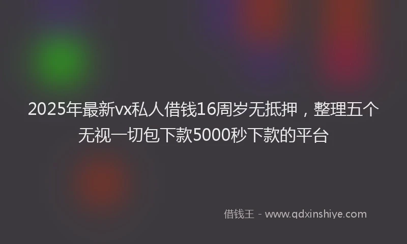 2025年最新vx私人借钱16周岁无抵押，整理五个无视一切包下款5000秒下款的平台