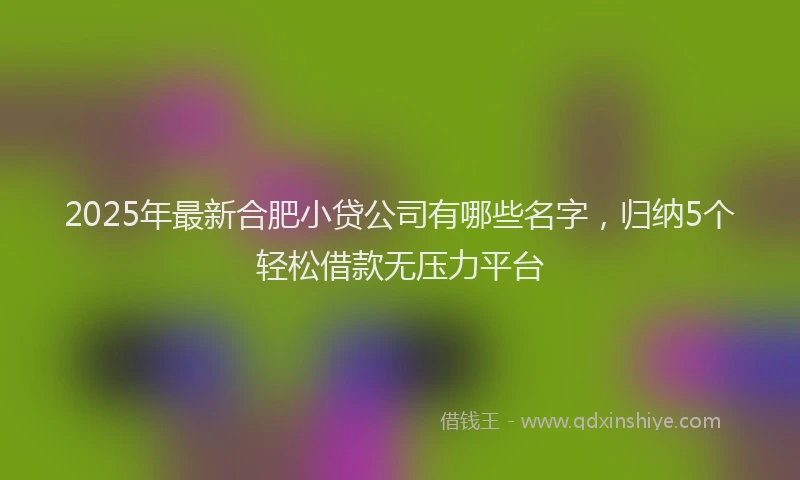 2025年最新合肥小贷公司有哪些名字，归纳5个轻松借款无压力平台