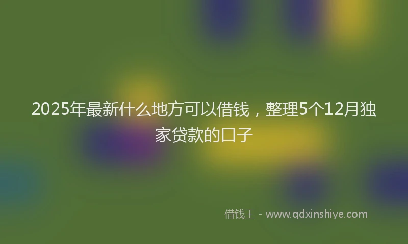 2025年最新什么地方可以借钱，整理5个12月独家贷款的口子