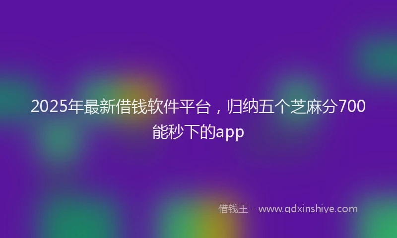2025年最新借钱软件平台，归纳五个芝麻分700能秒下的app