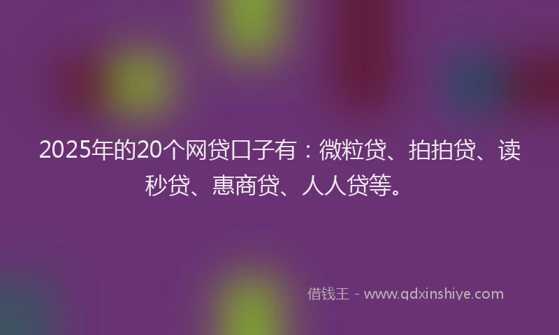 2025年的20个网贷口子有：微粒贷、拍拍贷、读秒贷、惠商贷、人人贷等。