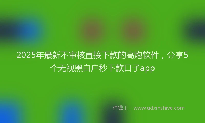 2025年最新不审核直接下款的高炮软件，分享5个无视黑白户秒下款口子app