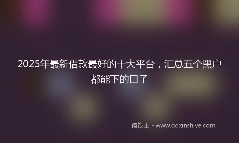 2025年最新借款最好的十大平台，汇总五个黑户都能下的口子