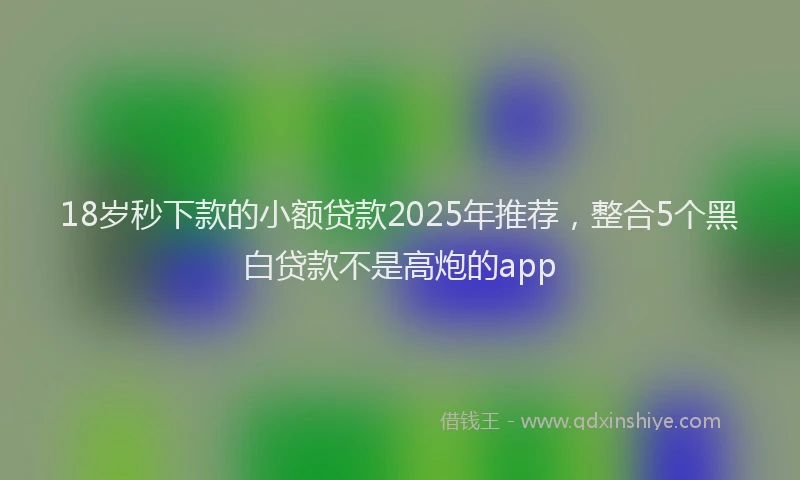 18岁秒下款的小额贷款2025年推荐，整合5个黑白贷款不是高炮的app