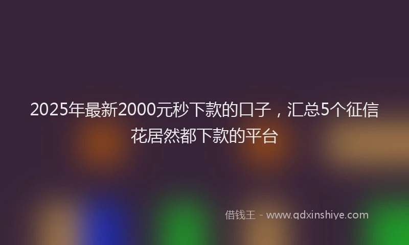 2025年最新2000元秒下款的口子，汇总5个征信花居然都下款的平台