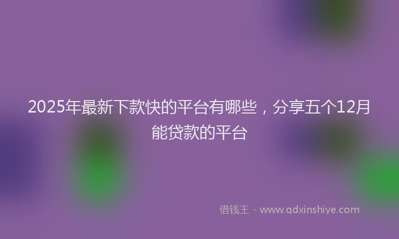 2025年最新下款快的平台有哪些，分享五个12月能贷款的平台