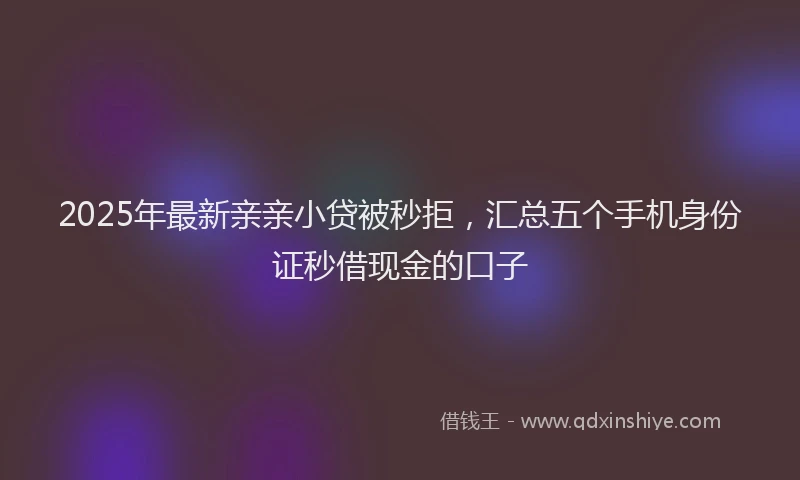 2025年最新亲亲小贷被秒拒，汇总五个手机身份证秒借现金的口子