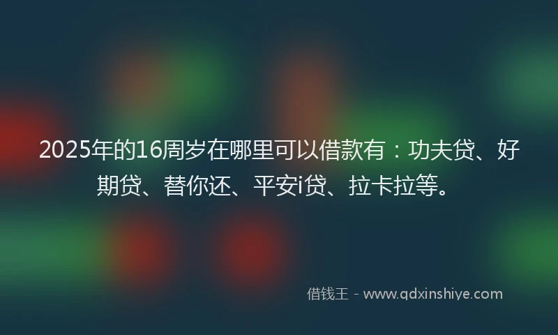 2025年的16周岁在哪里可以借款有：功夫贷、好期贷、替你还、平安i贷、拉卡拉等。