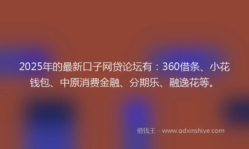 2025年的最新口子网贷论坛有：360借条、小花钱包、中原消费金融、分期乐、融逸花等。